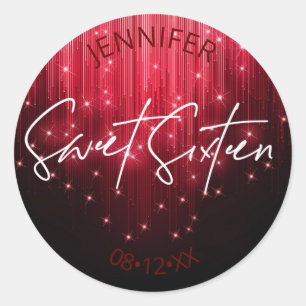 Cascading Lights Sweet 16 Red ID790 Classic Round Sticker