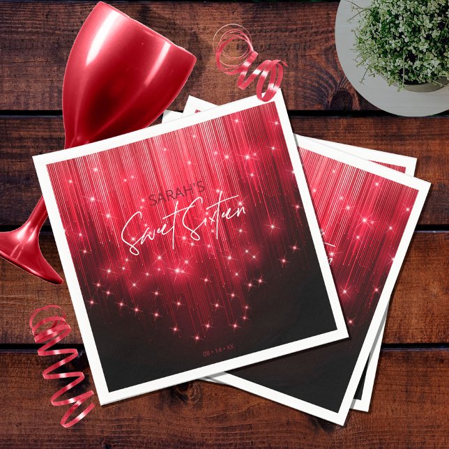 Cascading Lights Sweet 16 Red ID790 Napkin (Creator Uploaded)