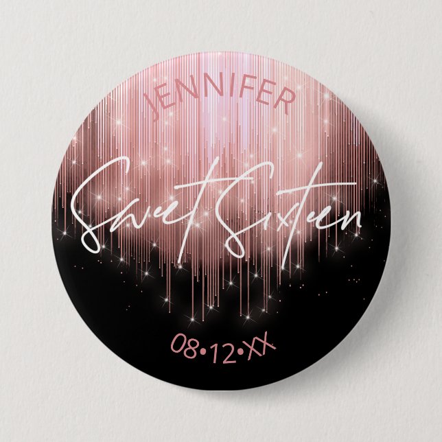 Cascading Lights Sweet 16 Rose Gold ID790 7.5 Cm Round Badge (Front)