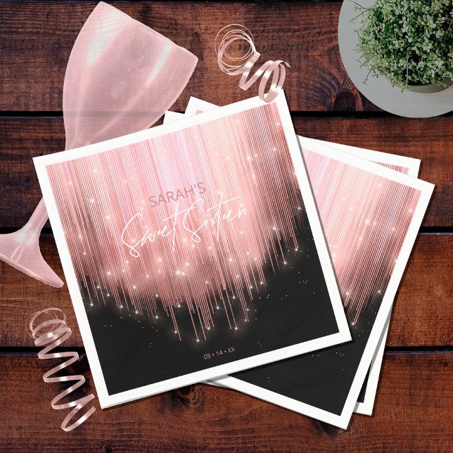 Cascading Lights Sweet 16 Rose Gold ID790 Napkin (Creator Uploaded)