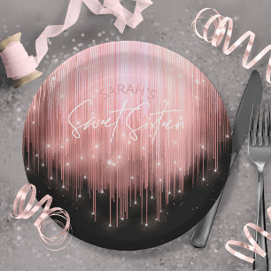 Cascading Lights Sweet 16 Rose Gold ID790 Paper Plate