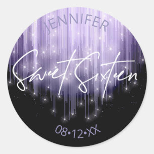 Cascading Lights Sweet 16 Violet ID790 Classic Round Sticker