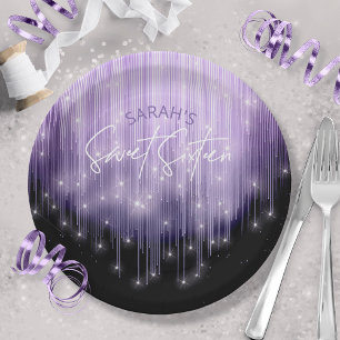 Cascading Lights Sweet 16 Violet ID790 Paper Plate