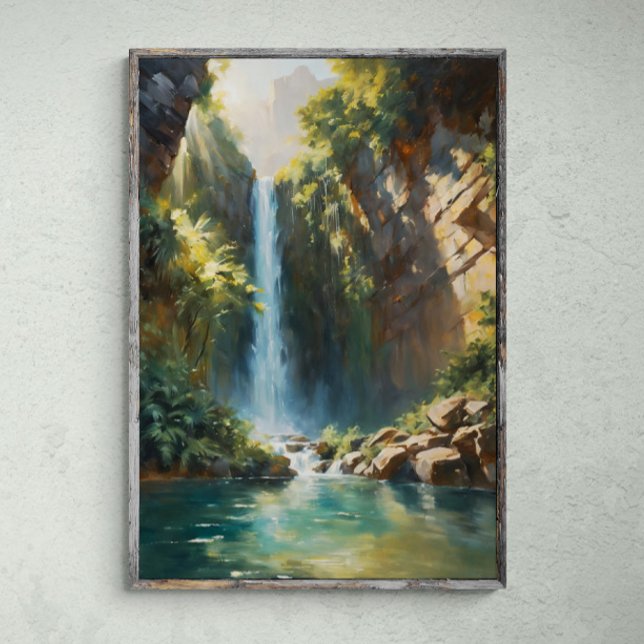 Cascading Majesty: Jungle Cliff Waterfall Poster (Creator Uploaded)