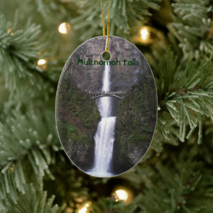 Cascading Multnomah Falls Holiday Ceramic Tree Decoration
