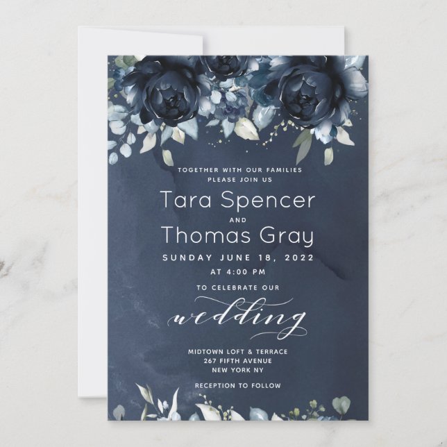 Cascading Peonies Wedding 2 Invitation (Front)