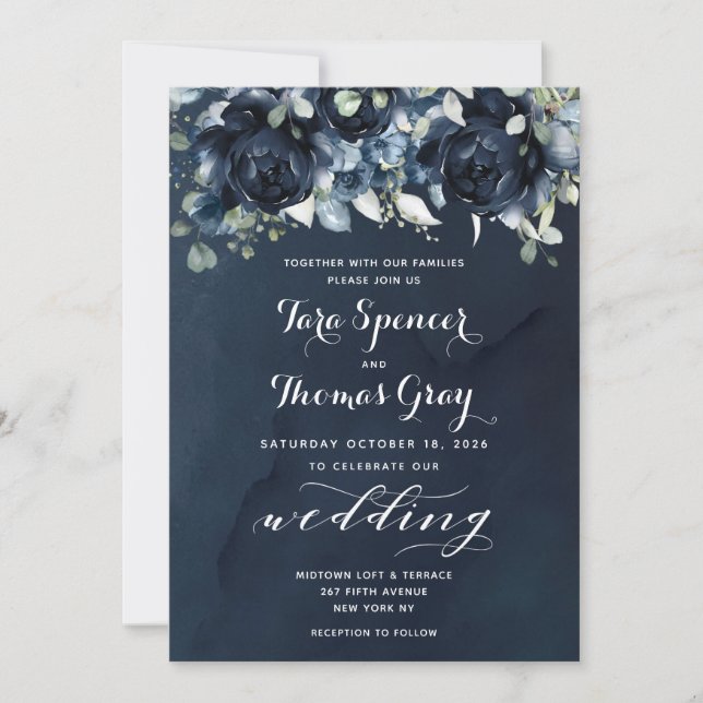 Cascading Peonies Wedding Invitation Suite (Front)