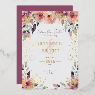Cascading Pink Floral Wedding Save the Date