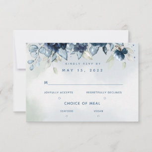 Cascading Roses Wedding 2 Meal Choice RSVP Card