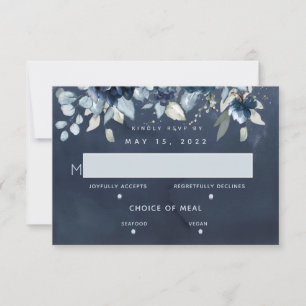 Cascading Roses Wedding 2 Meal Choice RSVP Card