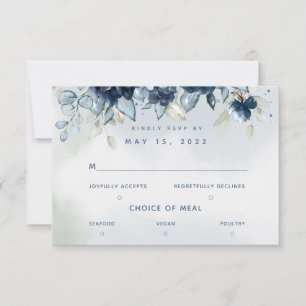 Cascading Roses Wedding 3 Meal Choice RSVP Card