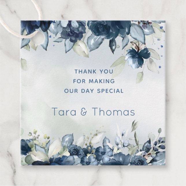 Cascading Roses Wedding Favour Gift Square Tag (Front)