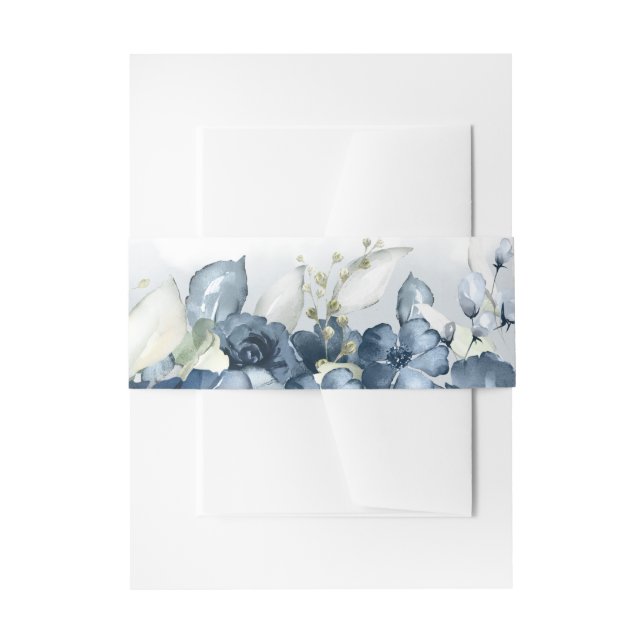 Cascading Roses Wedding Invitation Suite Invitation Belly Band (Front Example)