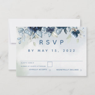 Cascading Roses Wedding RSVP No Meal Choice Card