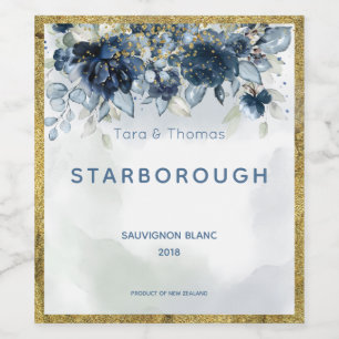 Cascading Roses Wedding Wine Bottle Label