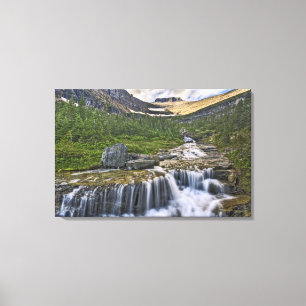 Cascading stream, Glacier National Park, Canvas Print