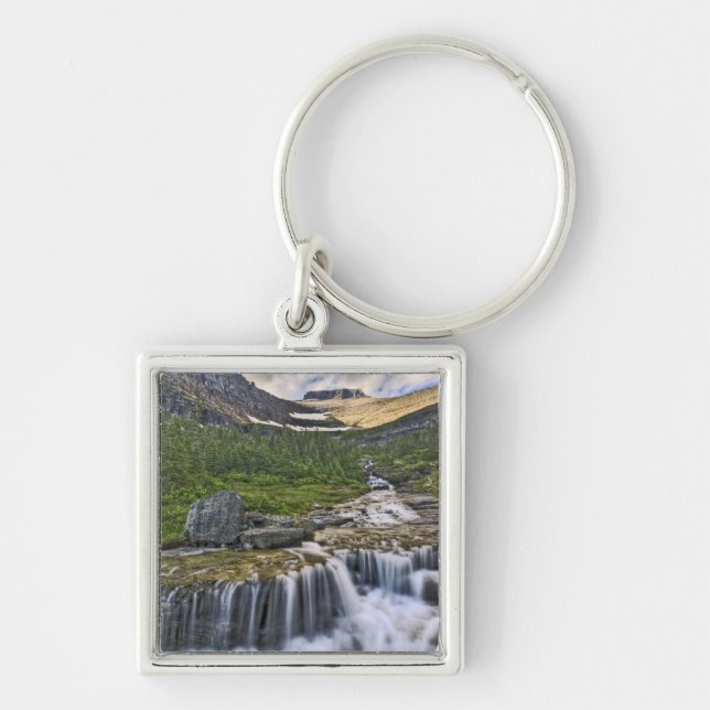 Cascading stream, Glacier National Park, Key Ring (Front)