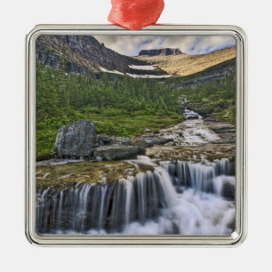 Cascading stream, Glacier National Park, Metal Tree Decoration