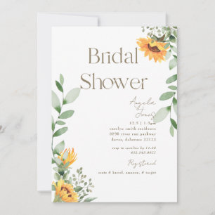 Cascading Sunflowers Greenery Bridal Shower Invitation