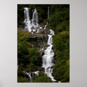 Cascading Volefossen Waterfall Poster