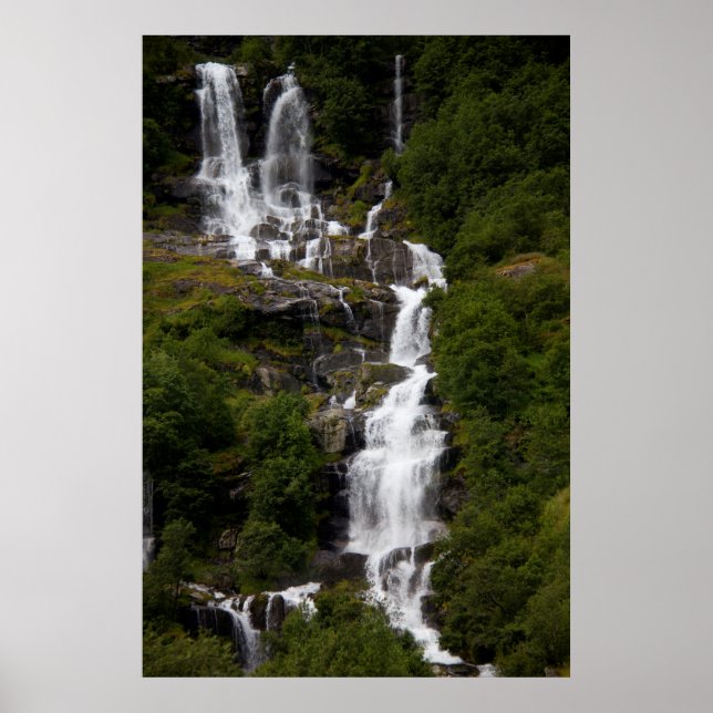 Cascading Volefossen Waterfall Poster (Front)
