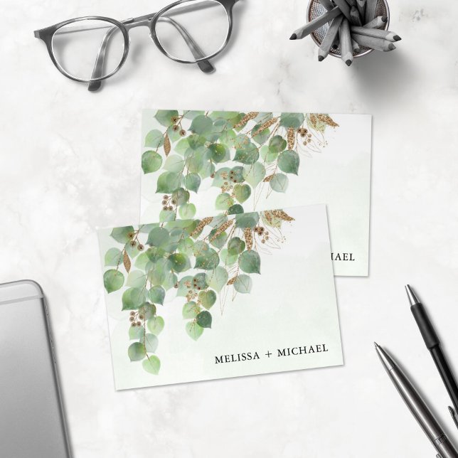 Cascading Watercolor Eucalyptus  Thank You Card (Creator Uploaded)