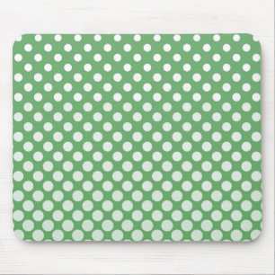 Cascading White circles on lime green Mouse Mat