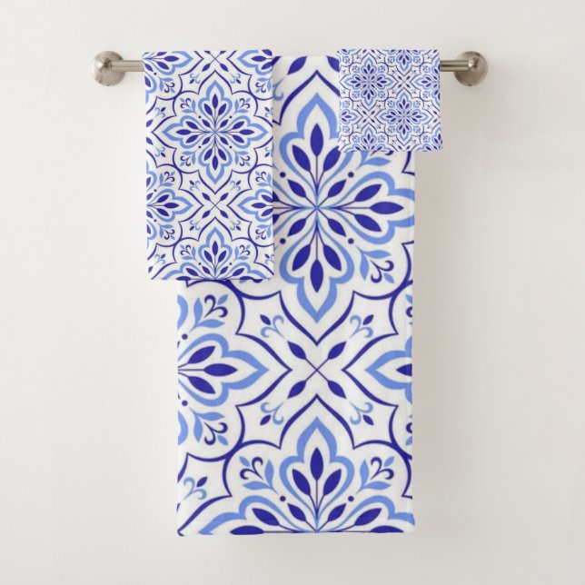 Cascais Elegance Delicate Blue Mediterranean Bath Towel Set (Insitu)