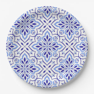 Cascais Elegance Delicate Blue Mediterranean Paper Plate