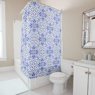 Cascais Elegance Delicate Blue Mediterranean Shower Curtain