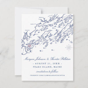 Casco Bay Maine Map Save the Date