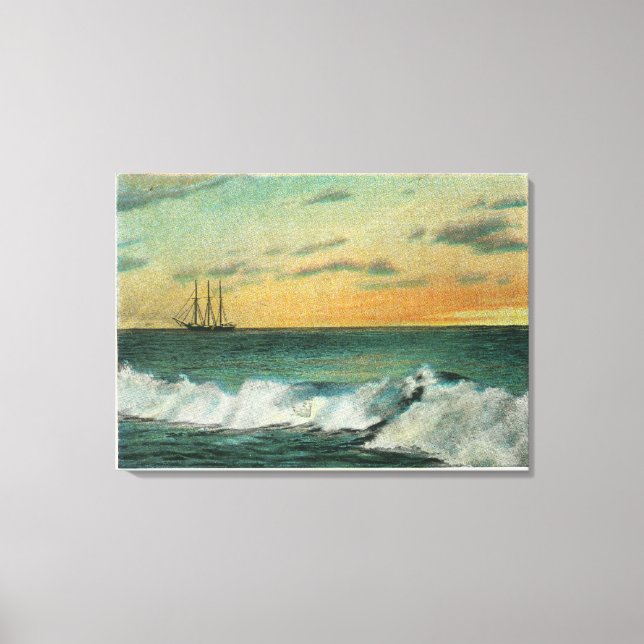 Casco Bay, MaineShip in the Bay at Sunrise Canvas Print (Front)