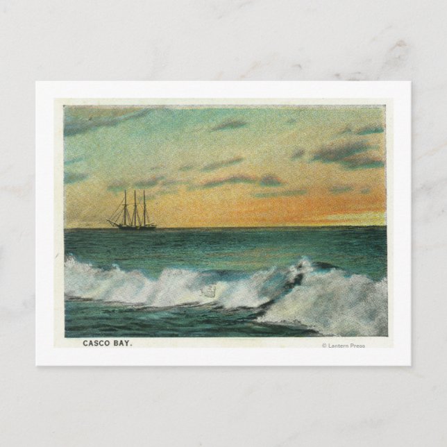 Casco Bay, MaineShip in the Bay at Sunrise Postcard (Front)