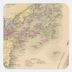 Casco Bay Map Square Sticker