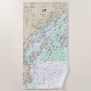 Casco Bay Nautical Chart 13290 Beach Towel