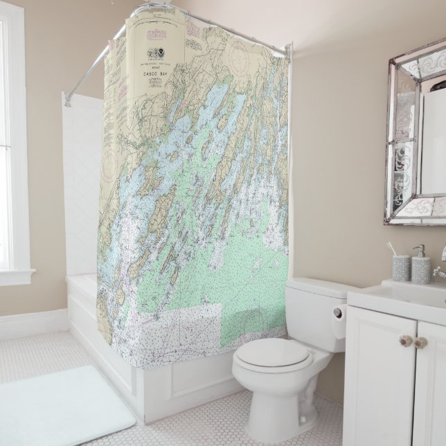 Casco Bay Nautical Chart 13290 Shower Curtain (In Situ)