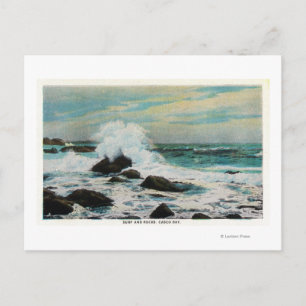 Casco Bay View of the Surf and Rocks Postcard