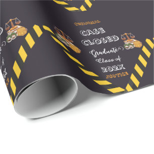 Case Closed Graduation Funny Criminal justice Wrapping Paper