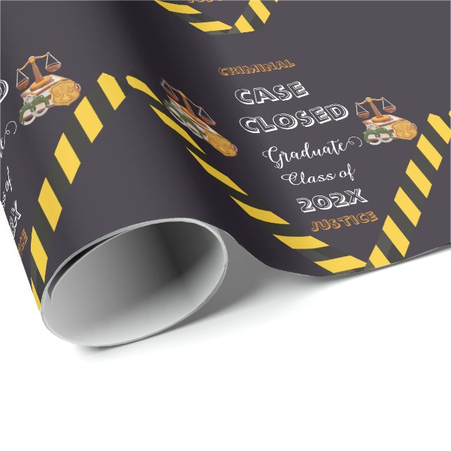 Case Closed Graduation Funny Criminal justice  Wrapping Paper (Roll Corner)
