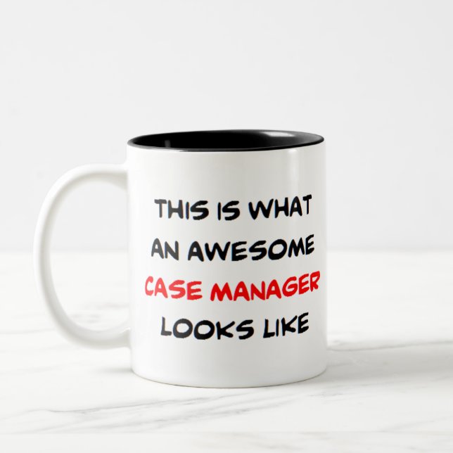 case manager, awesome Two-Tone coffee mug (Left)
