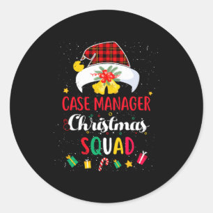 Case Manager Christmas Squad Santa Hat Matching Pr Classic Round Sticker