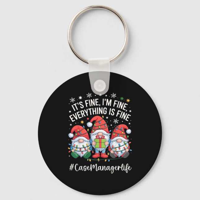 Case Manager Gnome Everything Is Fine Funny Christ Key Ring (Front)