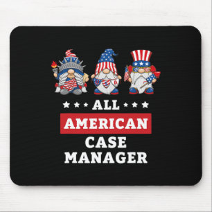 Case Manager Gnomes July 4th American Flag Usa  Mouse Mat