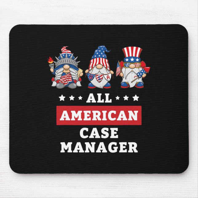 Case Manager Gnomes July 4th American Flag Usa  Mouse Mat (Front)