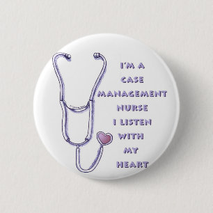 Case Manager Nurse Heart 6 Cm Round Badge