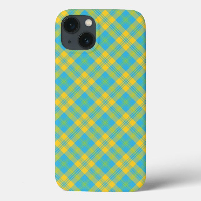 Case-Mate Ipad Case: Blue, Yellow, Green Plaid Case-Mate iPhone Case (Back)
