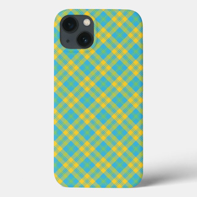 Case-Mate Ipad Mini Case: Blue Yellow Green: Plaid iPhone Case (Back)