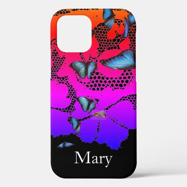CASE MATE RAINBOW FLOWERS ANTIQUE LACE CUSTOM NAME (Back)
