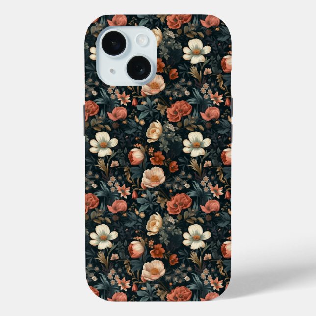 Case-Mate Tough Apple iPhone 15 Case, Floral Case-Mate iPhone Case (Back)
