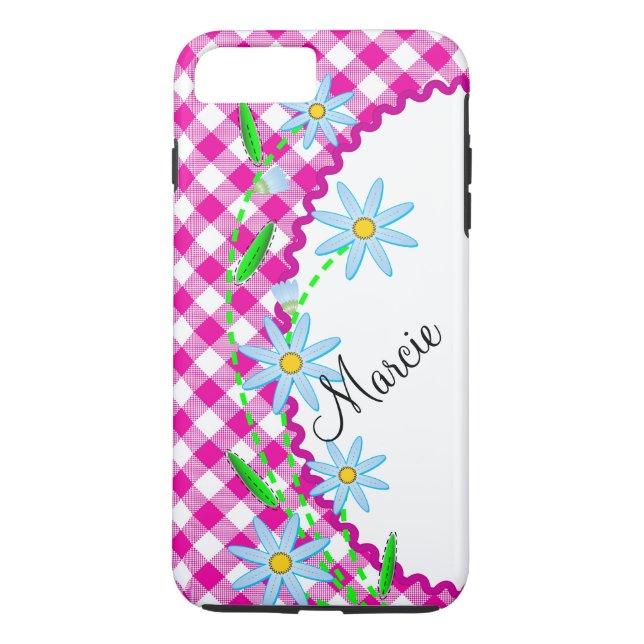 Case-Mate Tough Plus iPhone 7 Case Pink Gingham (Back)